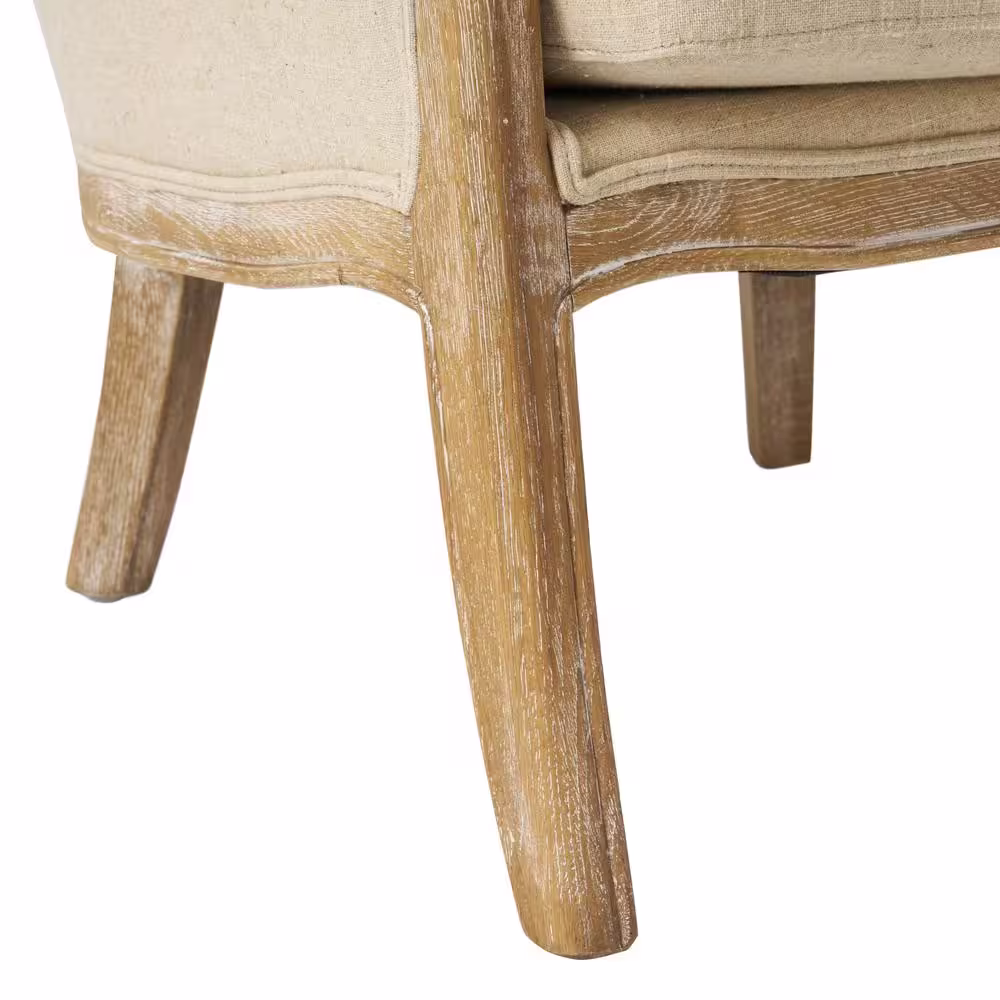 Noble House Crenshaw Beige Fabric Wing Chair