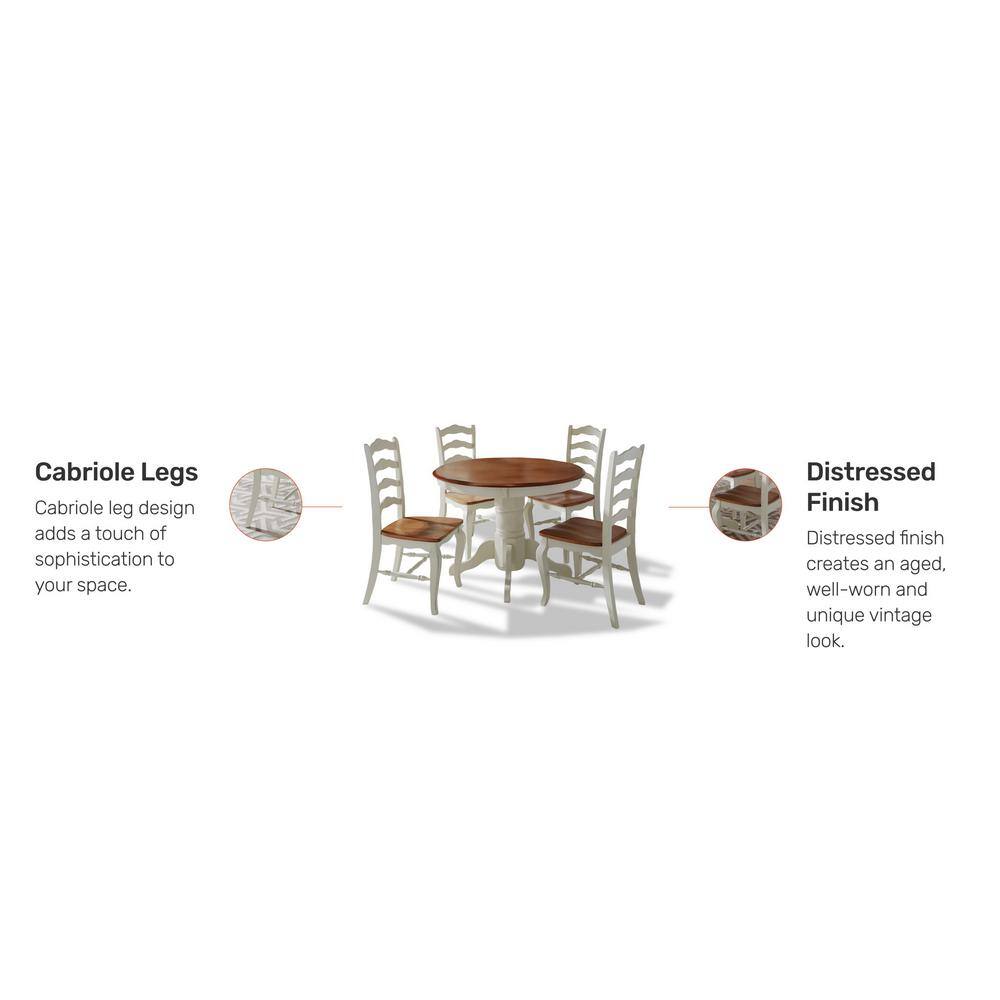 HOMESTYLES French Countryside 5-Piece Oak and Rubbed White Dining Set