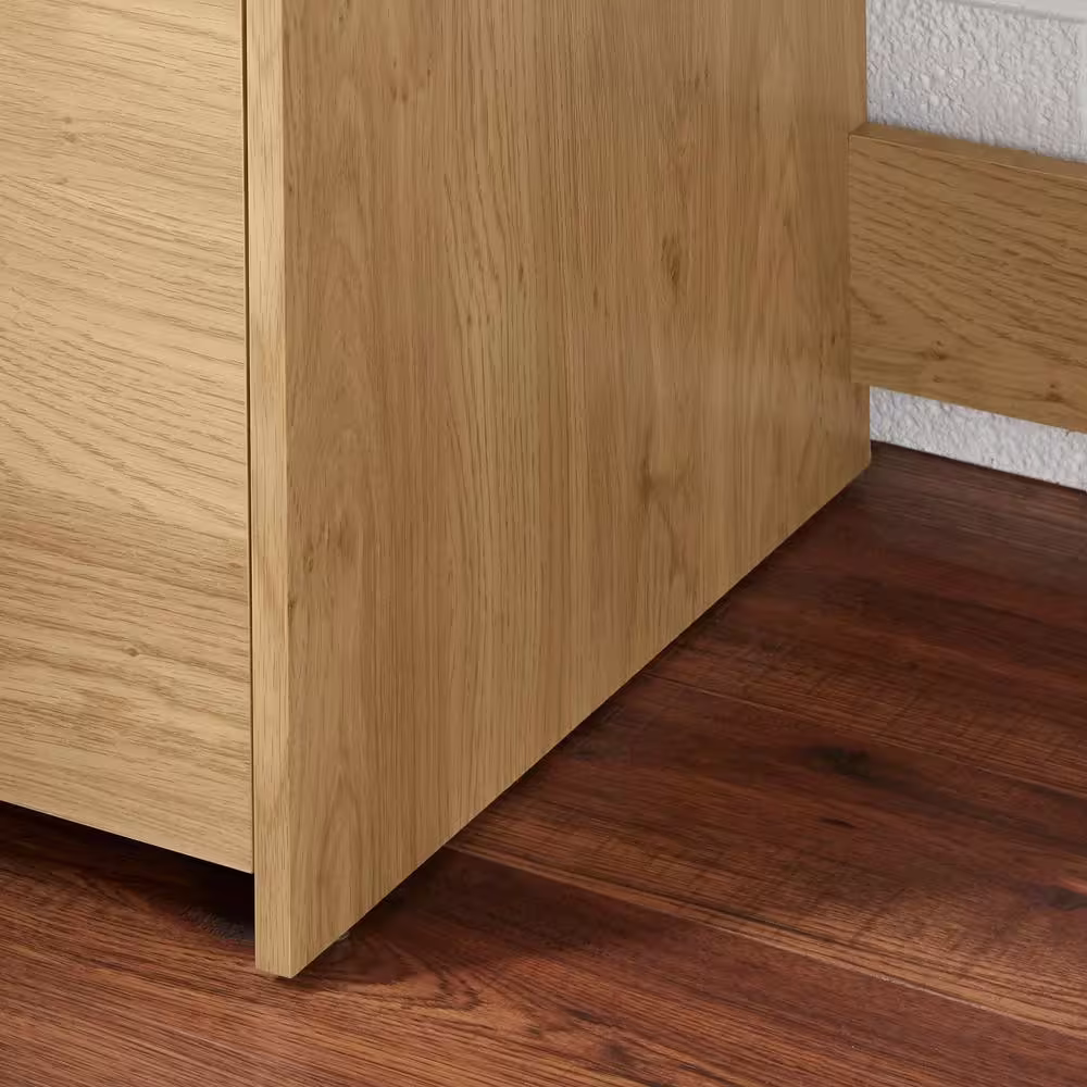 StyleWell Braxten 47 in. Rectangular Light Oak Brown Finish 2-Drawer Computer Desk