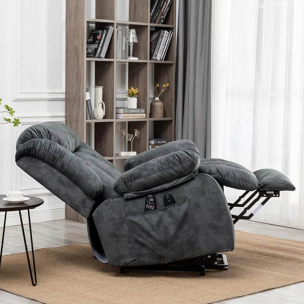 KINWELL Gray Soft and Big Multifunctional Power Lift Heated Massage Recliner