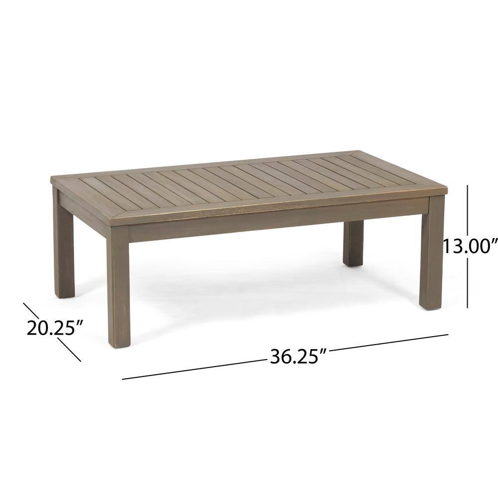 Noble House Leah Grey 7-Piece Wood Patio Conversation Seating Set with Grey Cushions