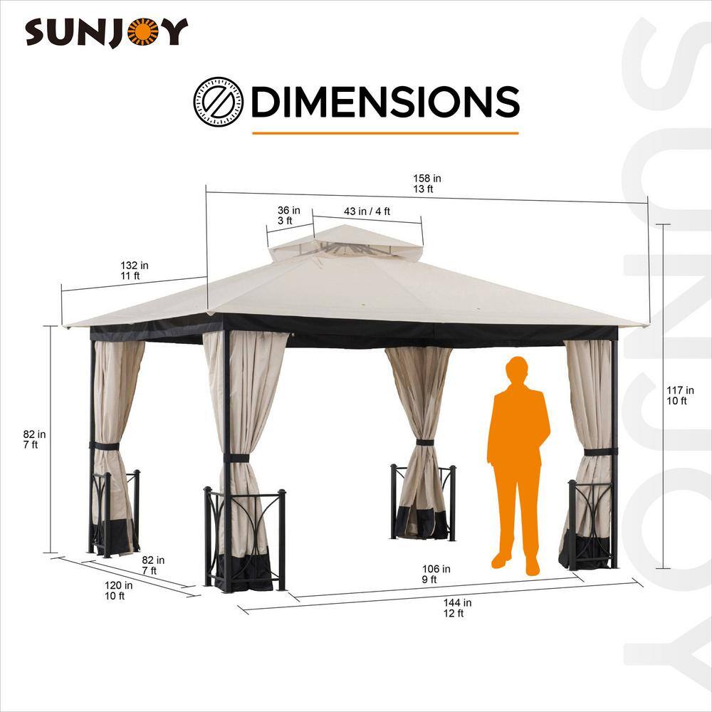 Sunjoy SummerCove Fiona 11 ft. x 13 ft. Light Gray 2-tier Gazebo