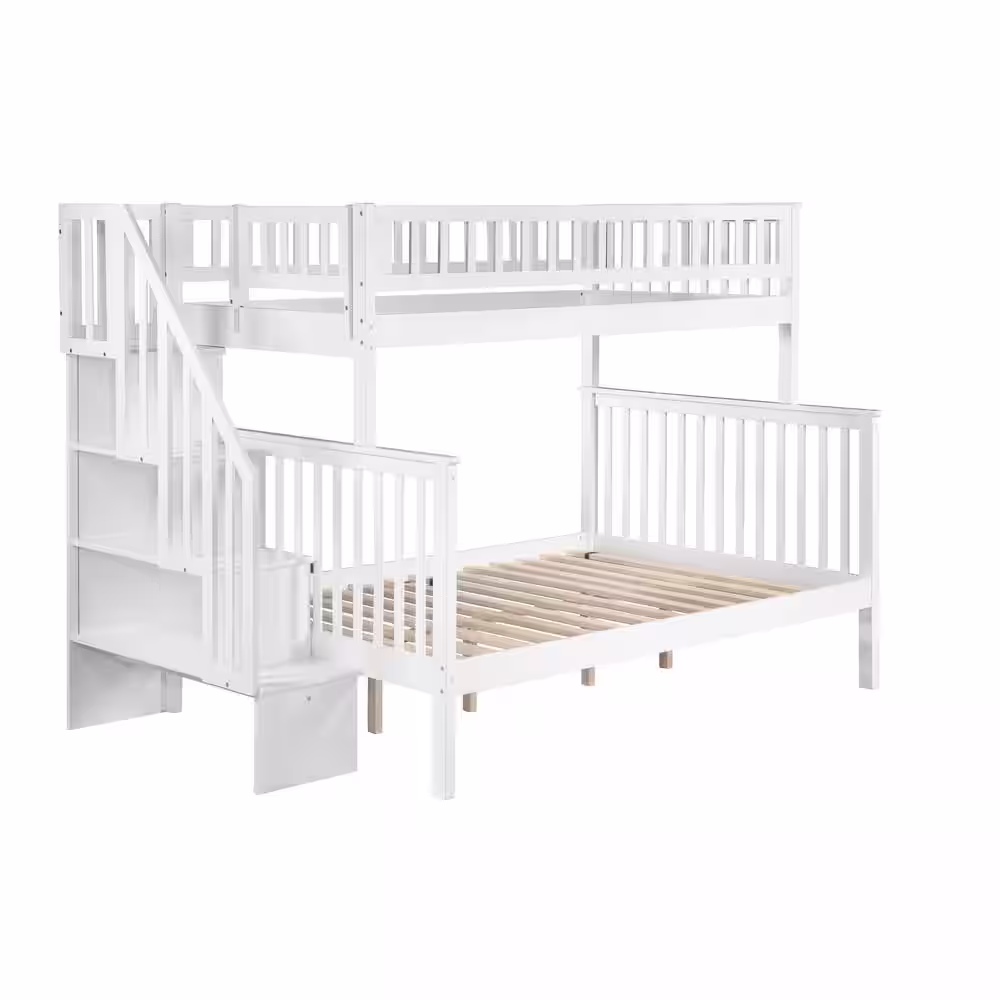 AFI Woodland Staircase Bunk Bed Twin over Full in White
