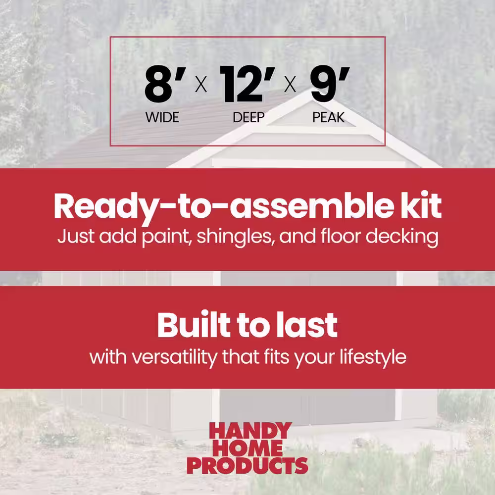Handy Home Products Majestic Do-It-Yourself 8 ft. x 12 ft. Outdoor Wood Storage Shed with transom windows and wrap around loft (96 sq. ft.)