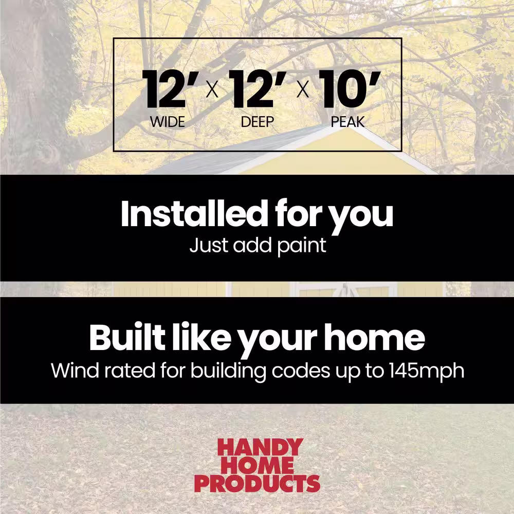 Handy Home Products Professionally Installed All Weather High Wind 145 12 ft. W x 12 ft. Wood Shed with Autumn Brown Shingles (144 sq. ft.)