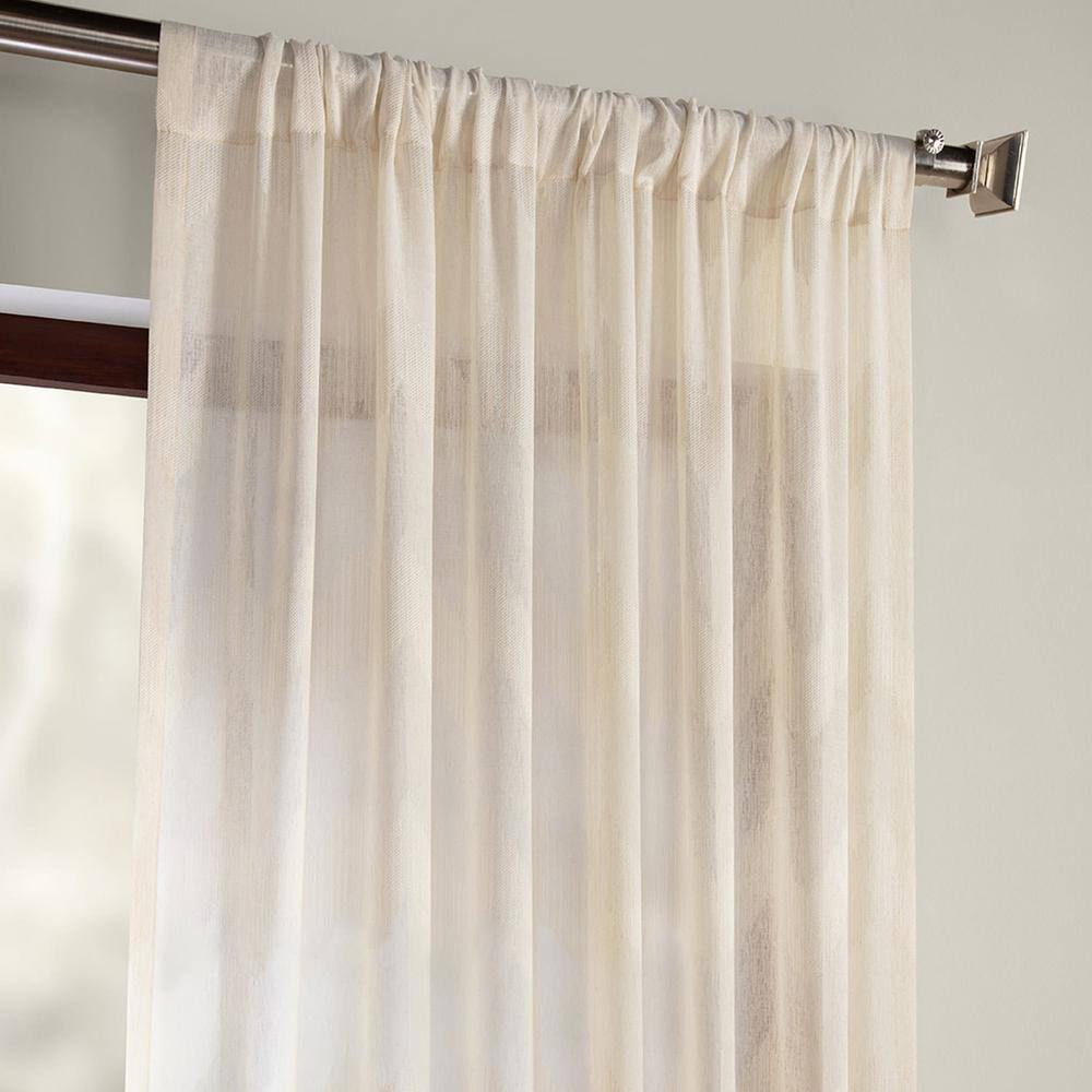 Exclusive Fabrics & Furnishings Sirius Beige Patterned Linen Sheer Curtain - 50 in. W x 96 in. L (1-Panel)