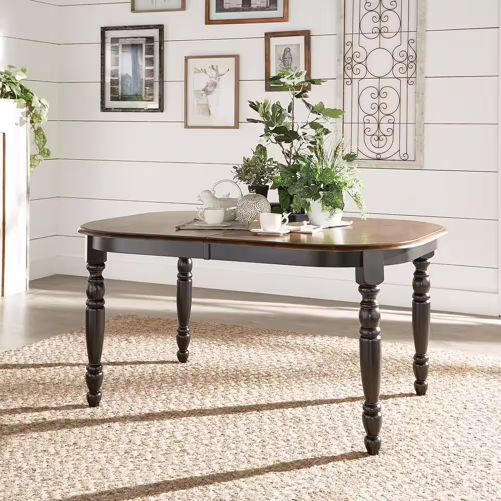 HomeSullivan Anna Antique Black Extendable Dining Table