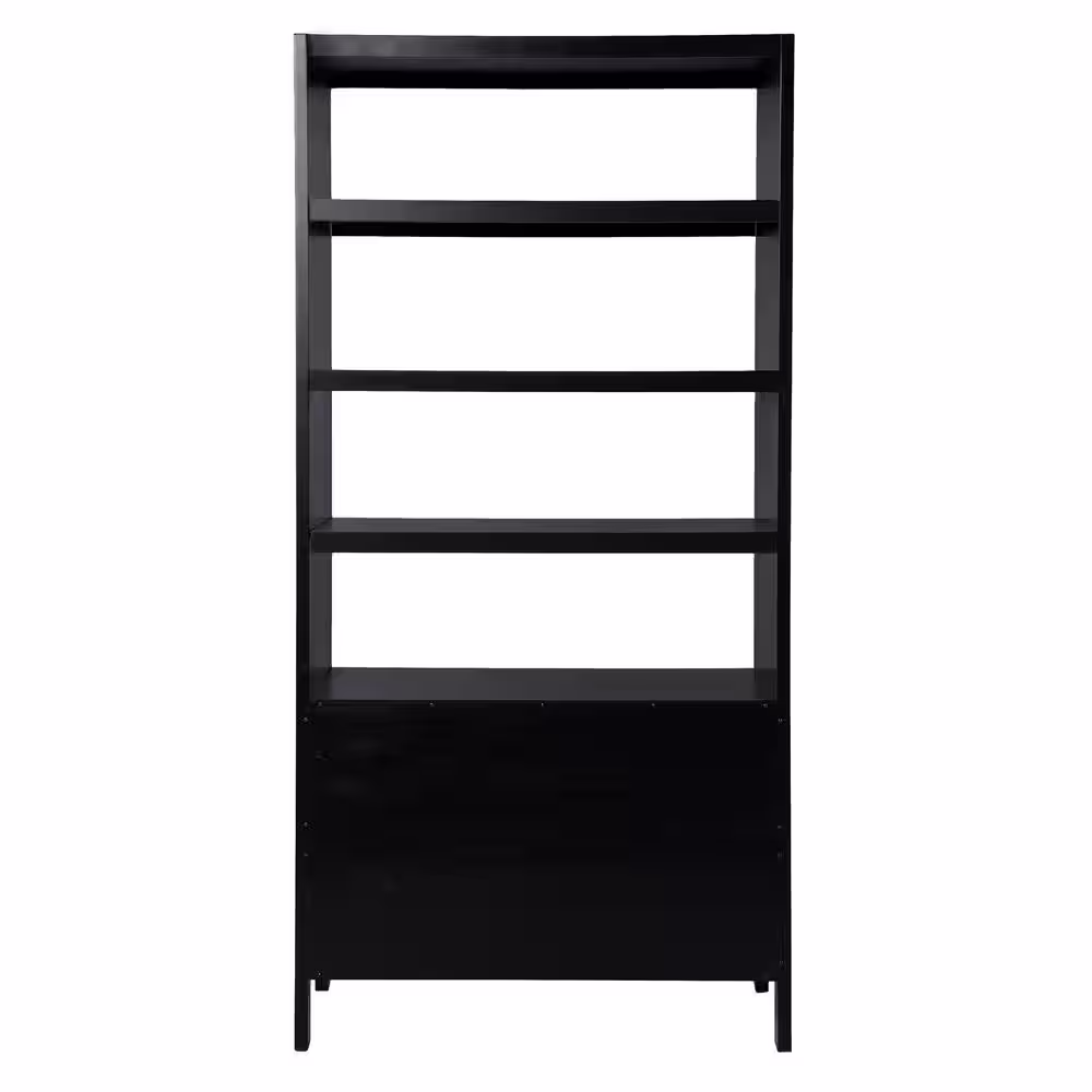 Southern Enterprises Carondale 74 in. Wide Black 4-shelves Standard Bookcase