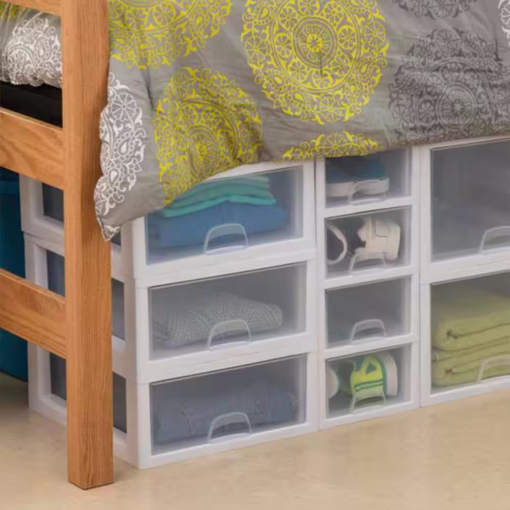 Sterilite 10.25 in. x 10.25 in. Clear Stackable Plastic 1-Drawer Organization Container, 16 Pack