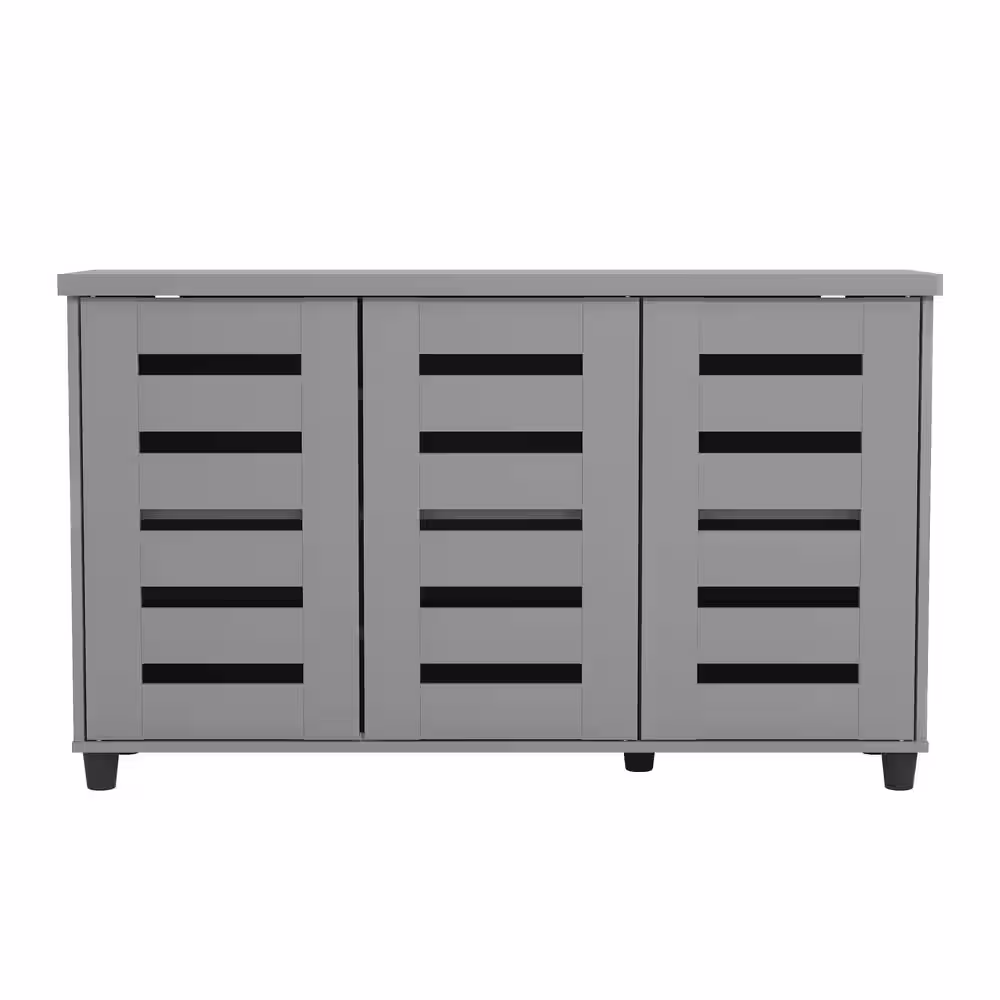 GALANO 27.4 in. H x 45.6 in. W Cool Grey Wood Shoe Storage Cabinet with Ultrafast Assembly