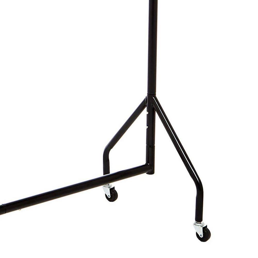 None Black Metal Garment Clothes Rack with Wheels 48 in. W x 60 in. H