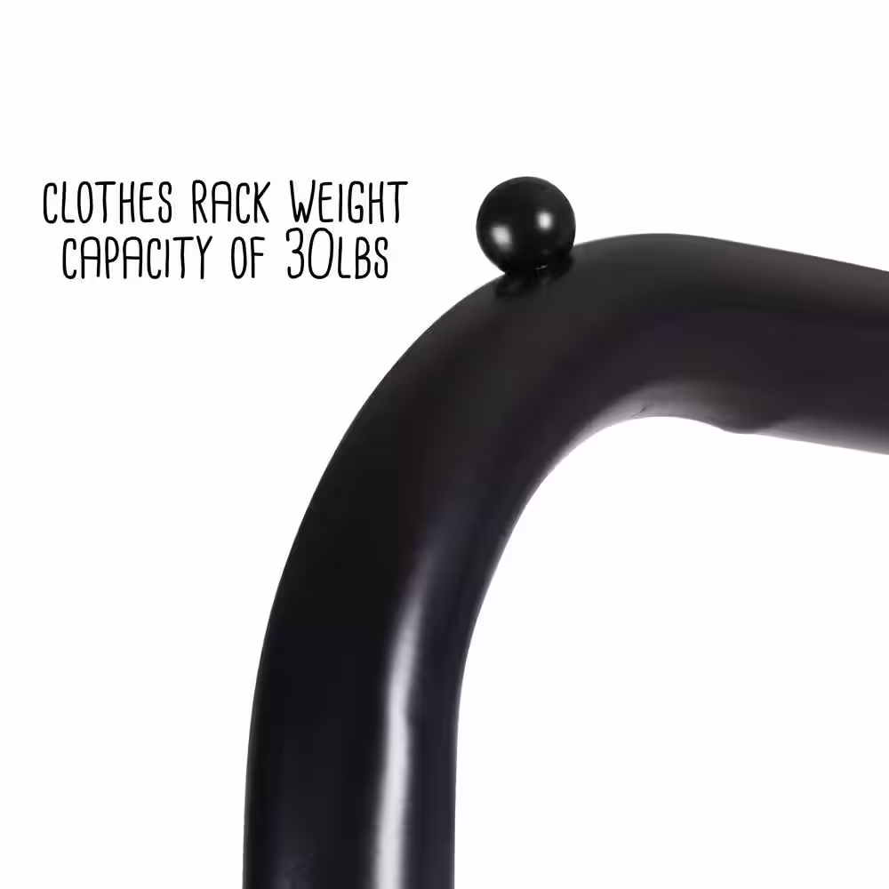 Honey-Can-Do Black/Natural Steel Clothes Rack with Shoe Shelf 29.5 in. W x 61 in. H