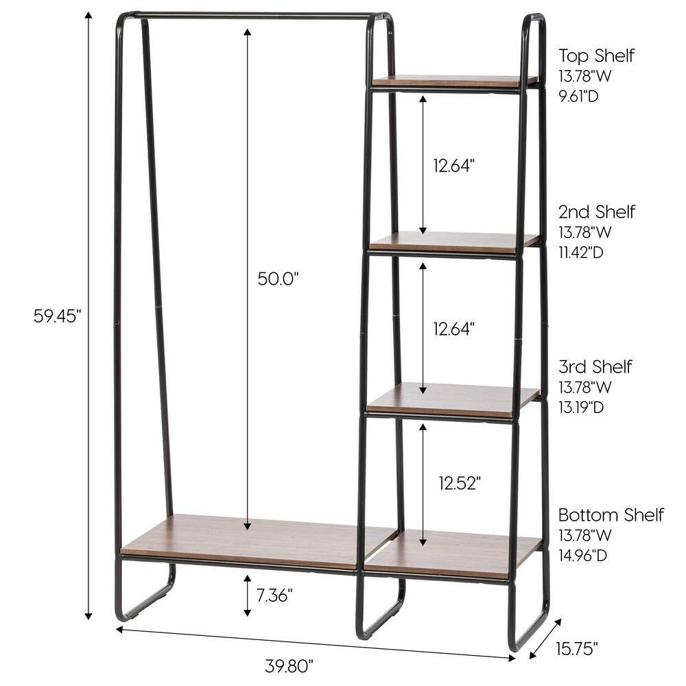 None Black Metal Garment Clothes Rack 40 in. W x 60 in. H