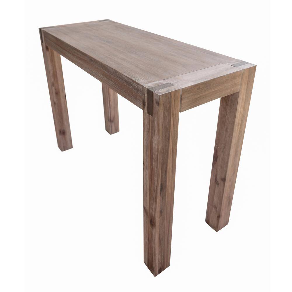 Alaterre Furniture 40 in. Brushed Driftwood Rectangle Wood Console Table with Metal Inset