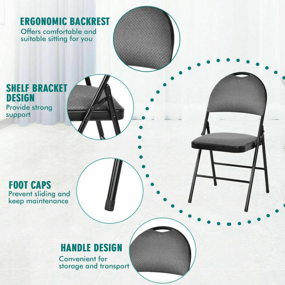 None Black Metal Folding folding chairs (Set of 6 Chairs)