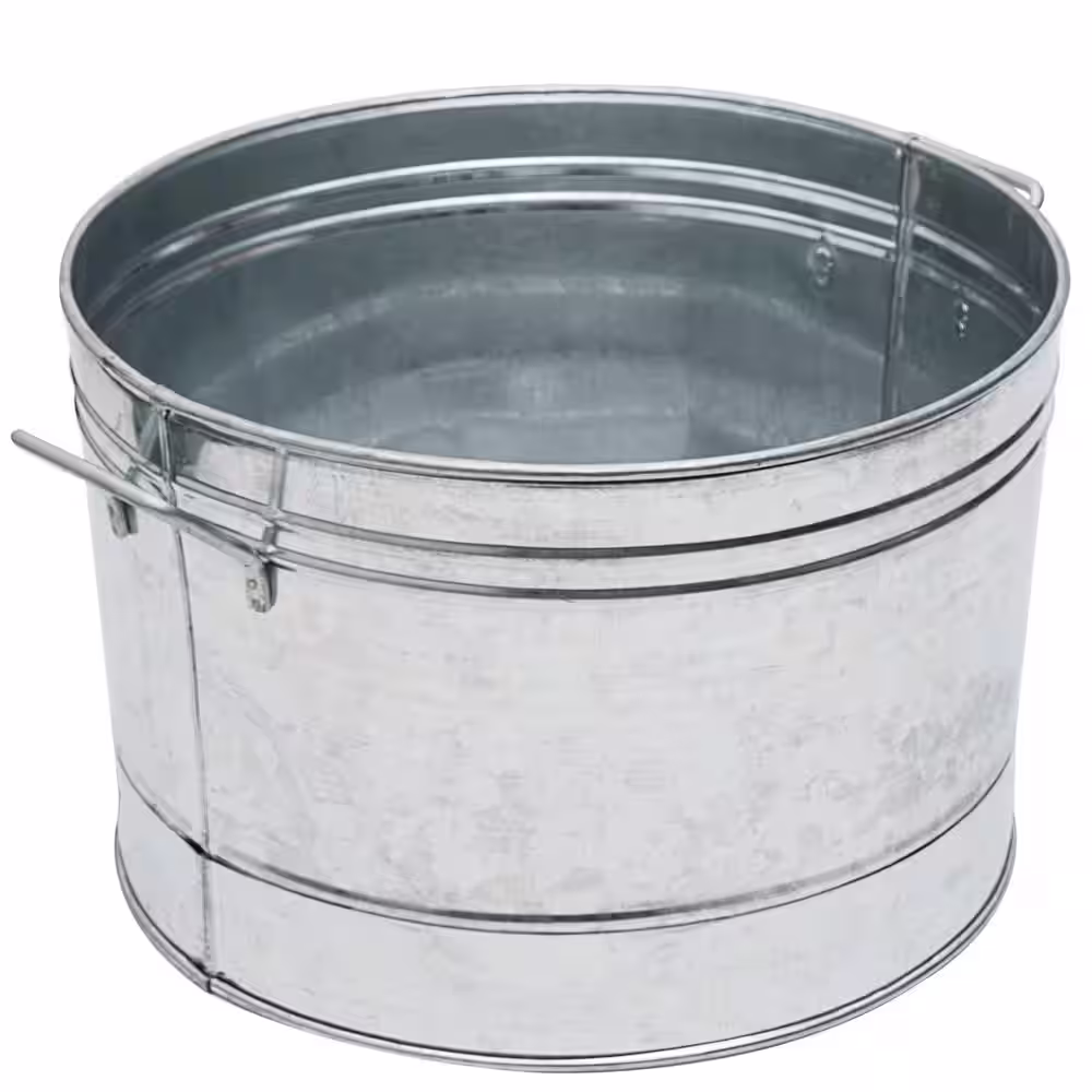 Achla Designs 16.25 in. Dia Steel Rustic Round Tub with 2-Side Handles
