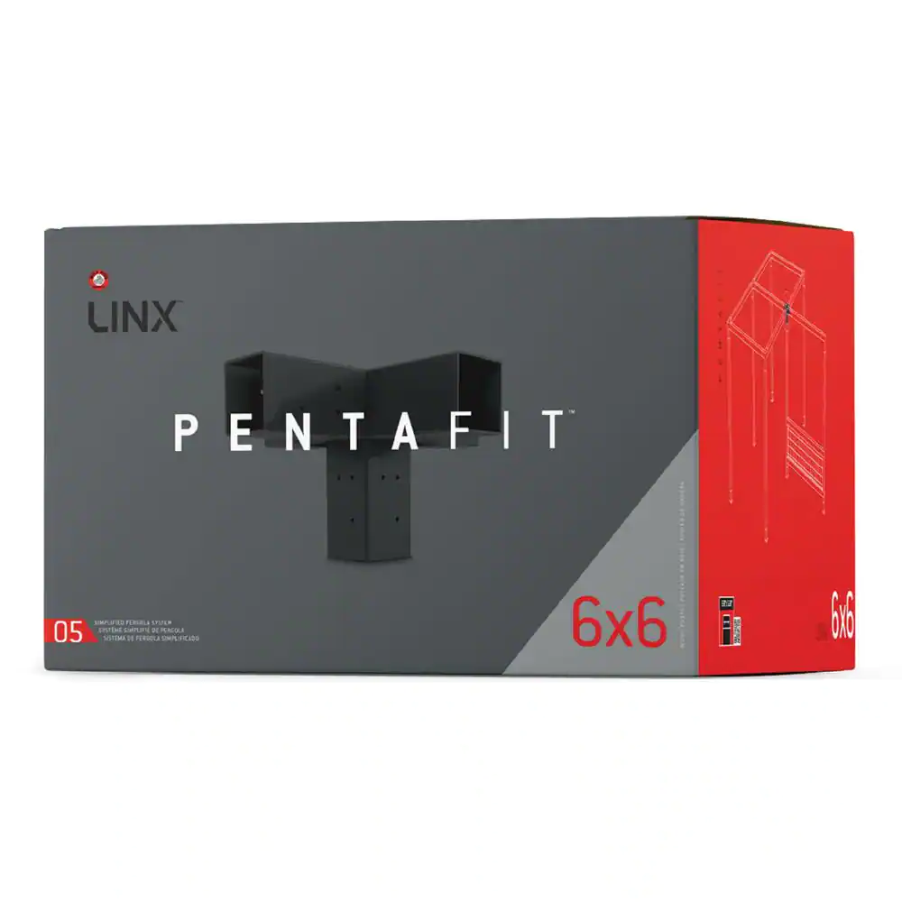 WILD HOG LINX 6 in. PentaFit Pergola Black Steel Extension Bracket for 6x6 Wood Posts (1-Pack)