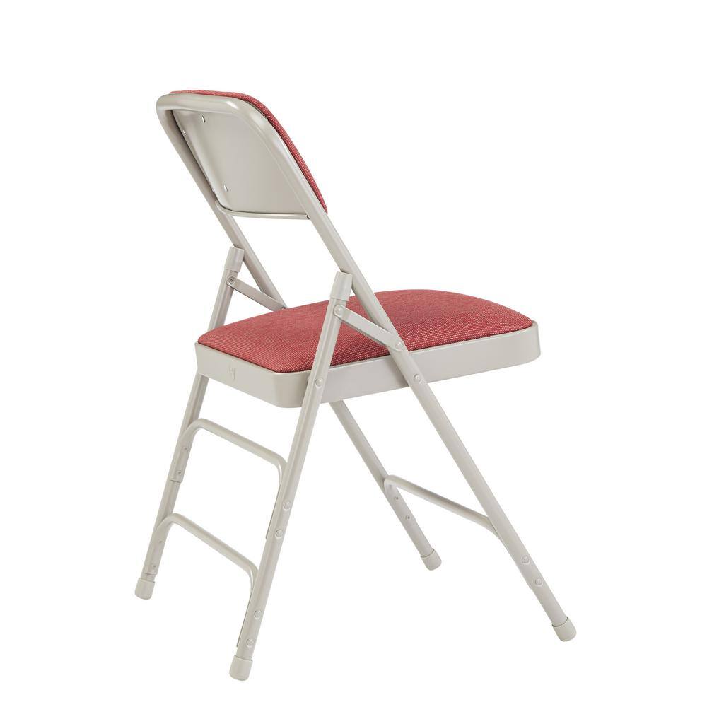 National Public Seating Burgundy Fabric Padded Seat Stackable Folding Chair (Set of 4)