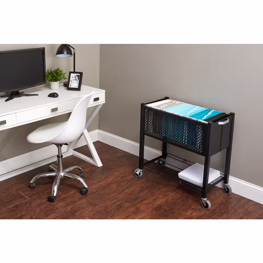 None Steel Open Top File Cart in Black