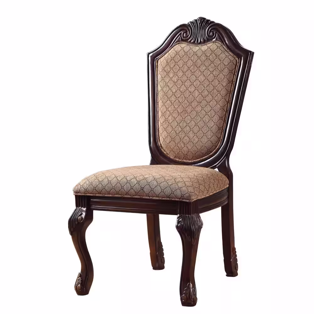 None Chateau De Ville Side Chair (Set-2) in Fabric and Espresso