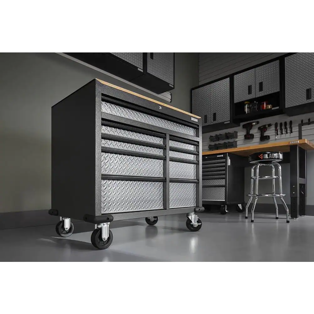 Gladiator 41 in. 9-Drawer Mobile Tool Workbench with Solid Wood Top
