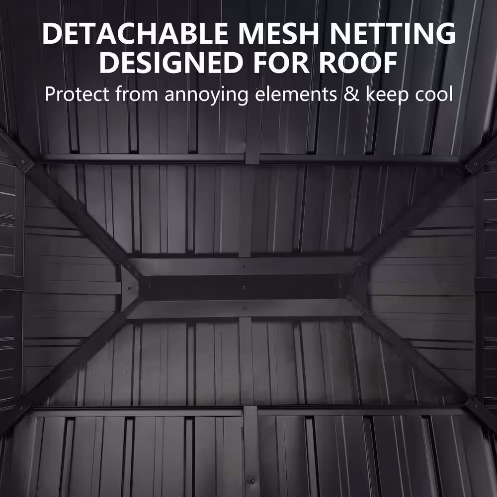 VEIKOUS 12 ft. W x 10 ft. L x 9.4 ft. H Aluminum Double Hardtop Gazebo with Curtains and Netting