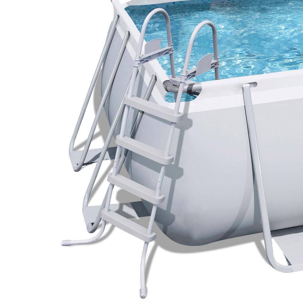 Bestway 18 ft. x 9 ft. Rectangular 48 in. D Hard Side Frame Above Ground Pool Set and Surface Skimmer