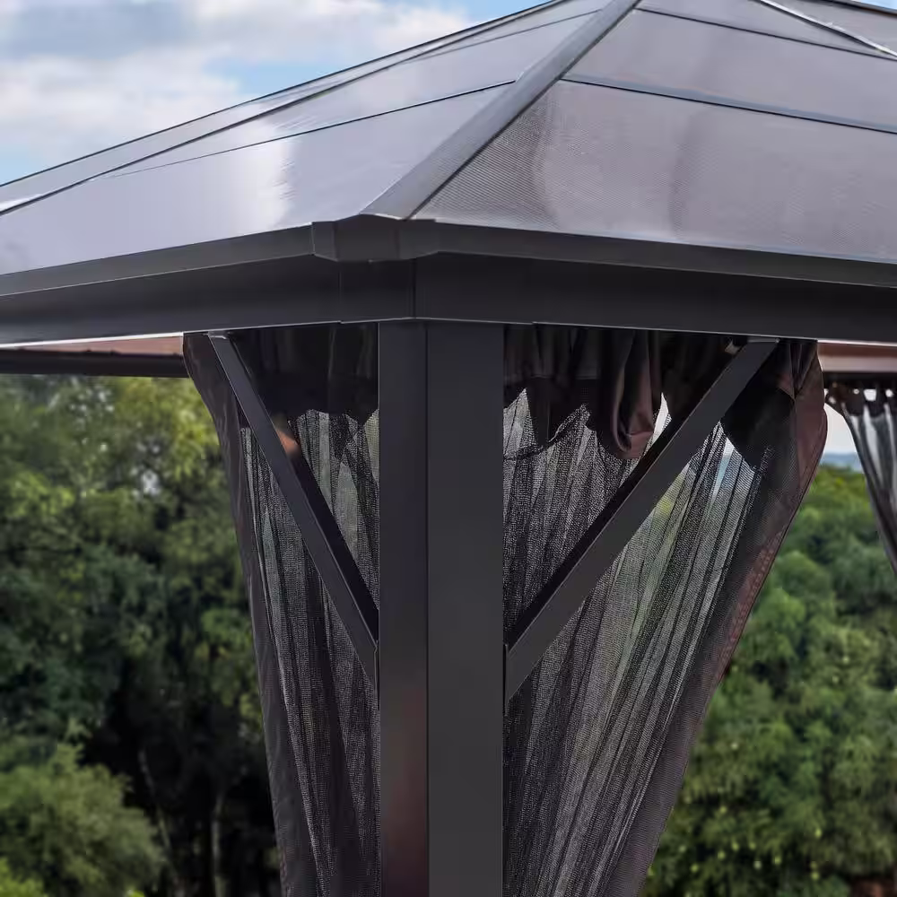 LAUREL CANYON 12 ft. x 16 ft. Polycarbonate Hardtop Gazebo with Mosquito Netting