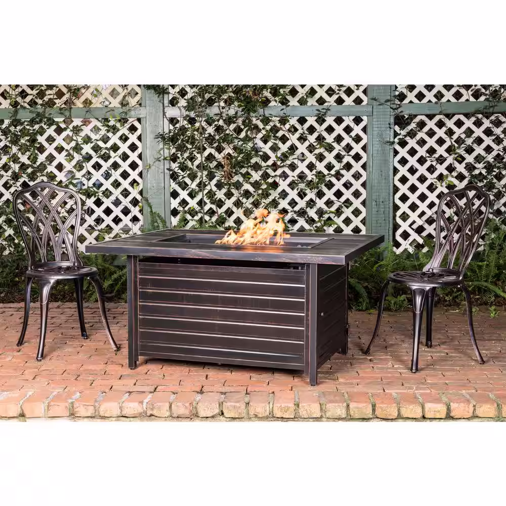 Fire Sense Sawyer 48 in. x 24 in. Rectangle Aluminum Propane Fire Pit Table in Antique Bronze