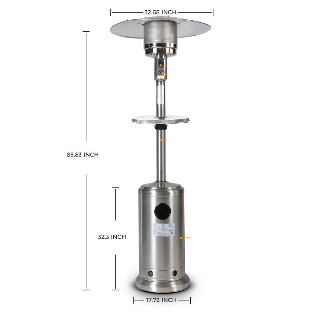 moda furnishings Parachute 46000 BTU Sliver Stainless Steel Outdoor Patio Heater