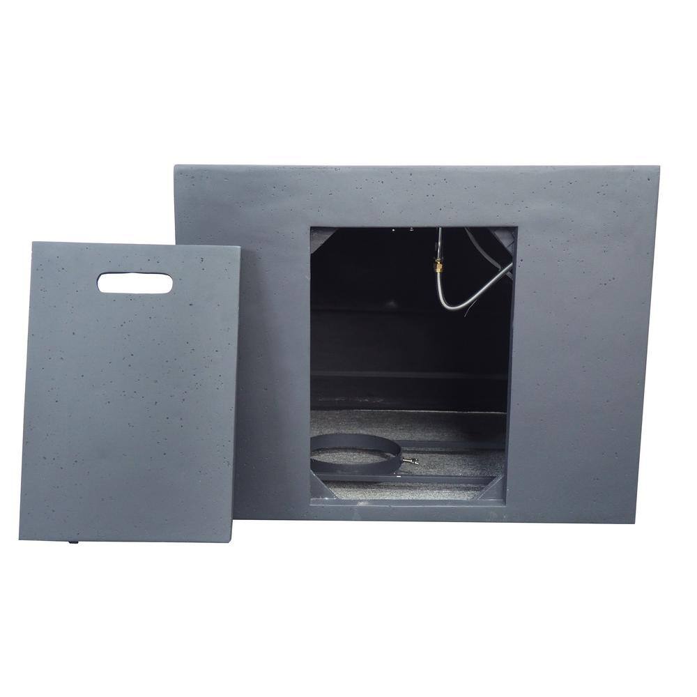 Noble House Zachary 31 in. x 24.5 in. Square Concrete Propane Fire Pit in Dark Gray