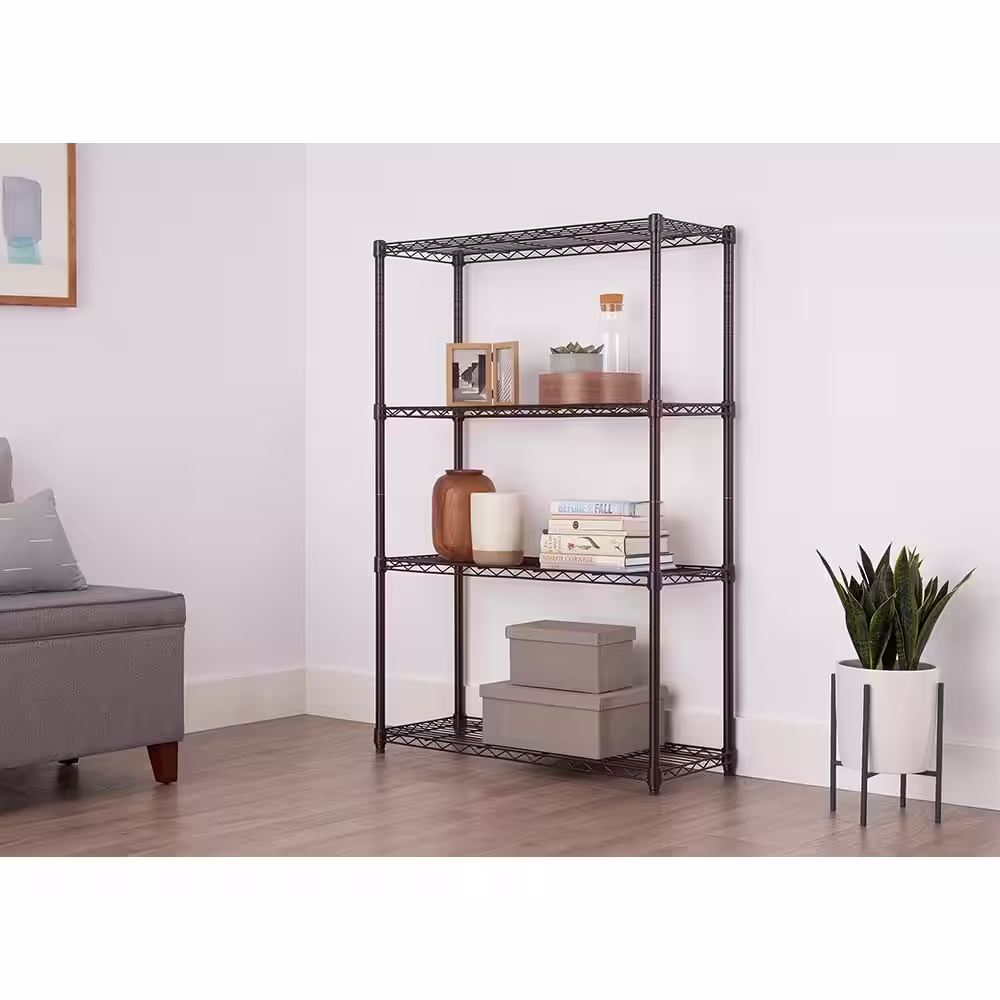 TRINITY Dark Bronze 4-Tier Steel Wire Shelving Unit (36 in. W x 54 in. H x 14 in. D)