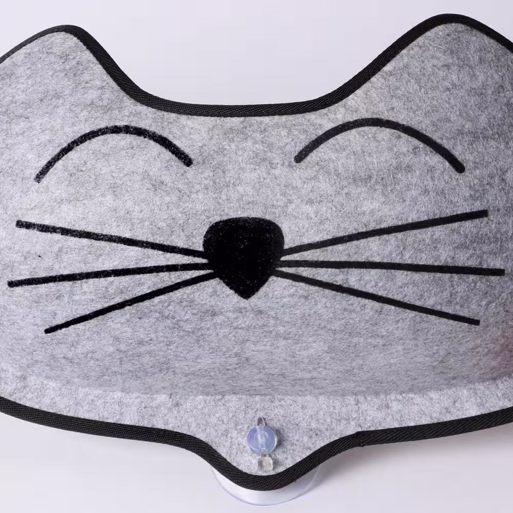 K and H Pet Products 27 in. x 11 in. Medium Gray EZ Mount Kittyface Window Bed
