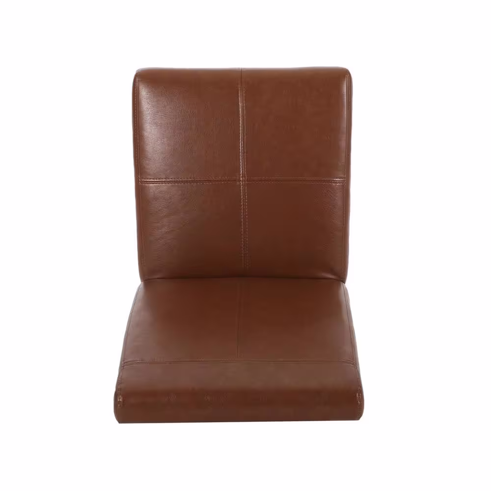 Noble House Braydon Cognac Brown Faux Leather T-Stitch Dining Chair (Set of 2)
