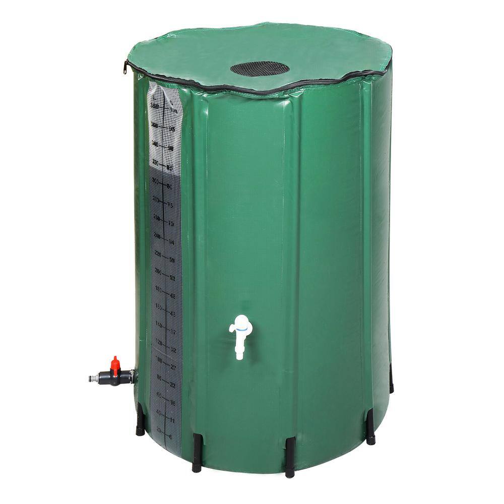 TIRAMISUBEST 100 Gal. Rain Barrel Water Collection With Scale in Green