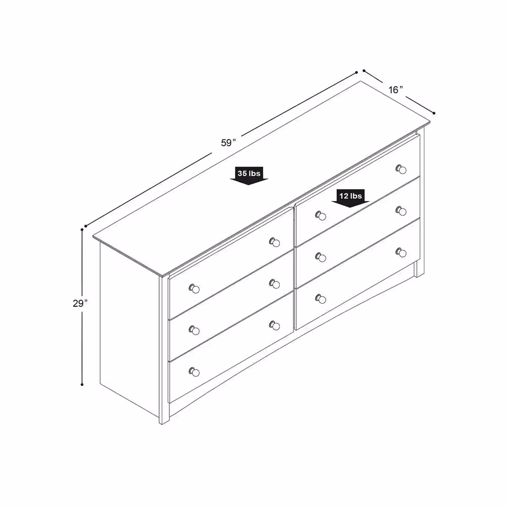Prepac Salt Spring 6-Drawer Drifted Gray Dresser