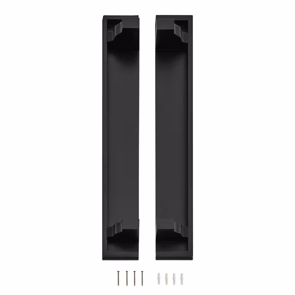 DANYA B 24 in. Black Floating Display Ledge Wall Shelves (Set of 2)