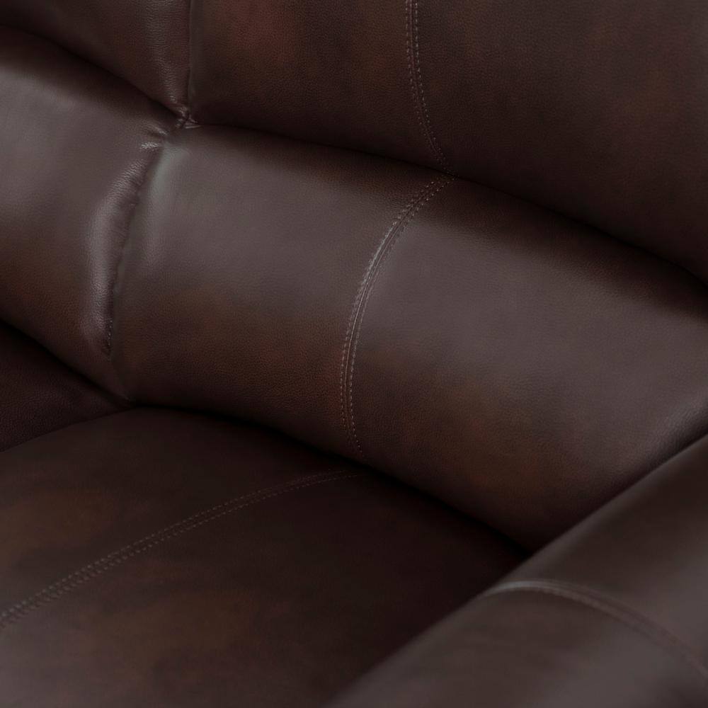 DEVON & CLAIRE 64 in. W Round Arm Aura Straight Leather Loveseat