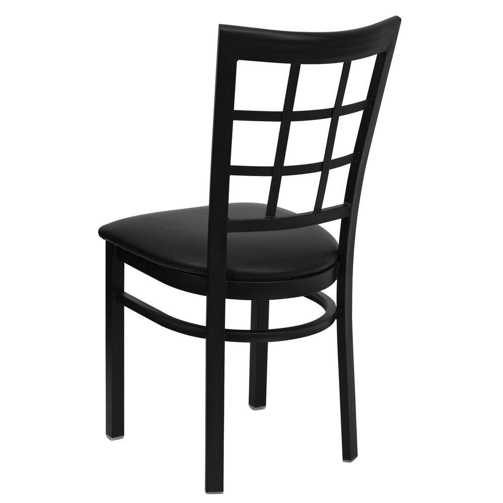 Flash Furniture Hercules Series Black Window Back Metal Restaurant Chair with Black Vinyl Seat