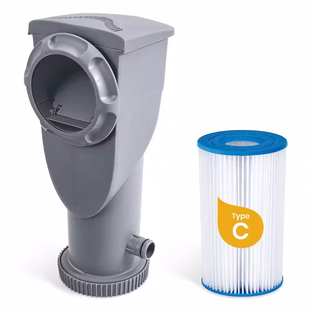 None 16 ft. Round 48 in. Deep Metal Frame Above Ground Pool, Stone Slate