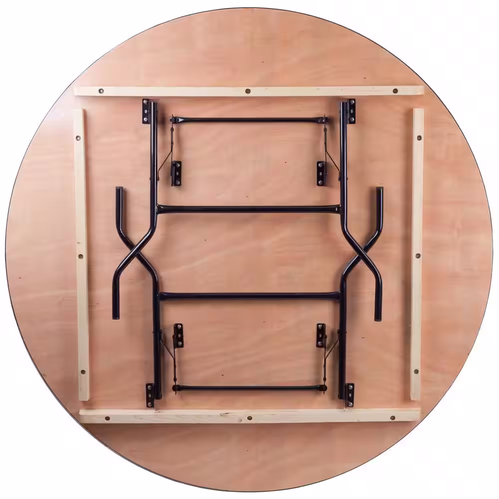 None 66 in. Natural Wood Tabletop Metal Frame Folding Table