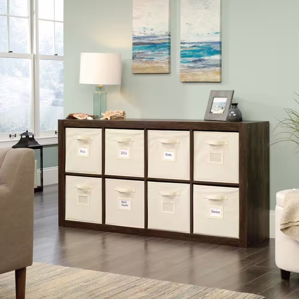 SAUDER Stow-Away Smoked Oak 8-Cube Organizer