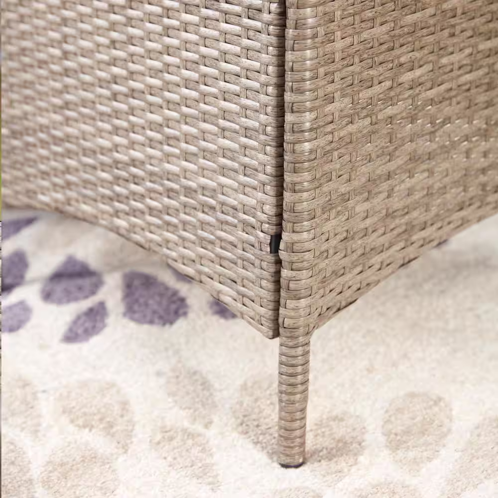 Patio Festival 3-Piece Wicker Patio Conversation Set with Blue Cushions