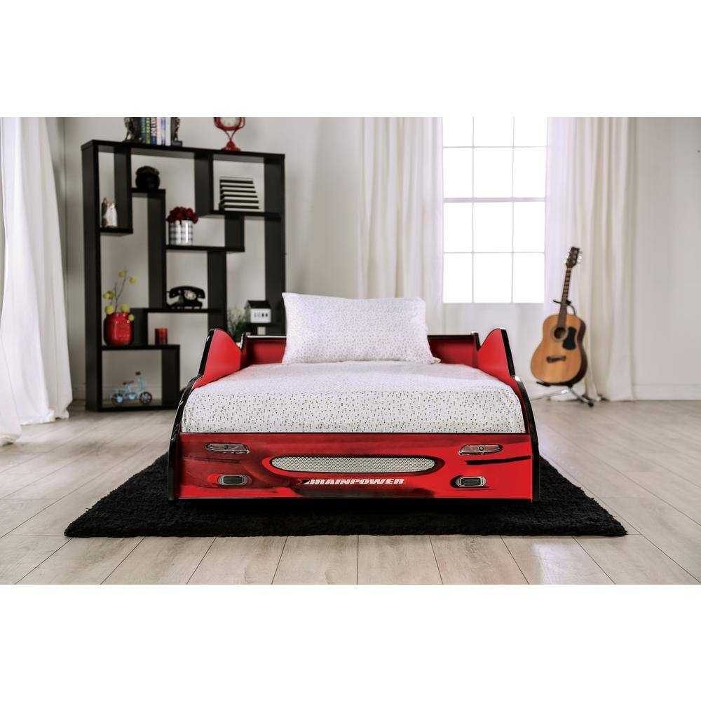Furniture of America Verrett Red Twin Race Car Bed