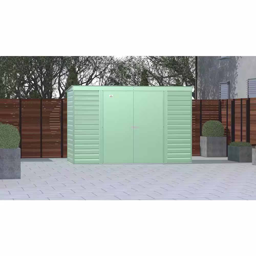 Arrow Select 10 ft. W x 4 ft. D Sage Green Metal Shed (35 sq. ft.)