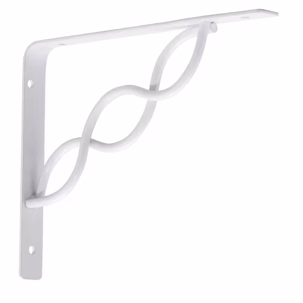 Everbilt 8 in. x 6 in. White Scroll Decorative Shelf Bracket