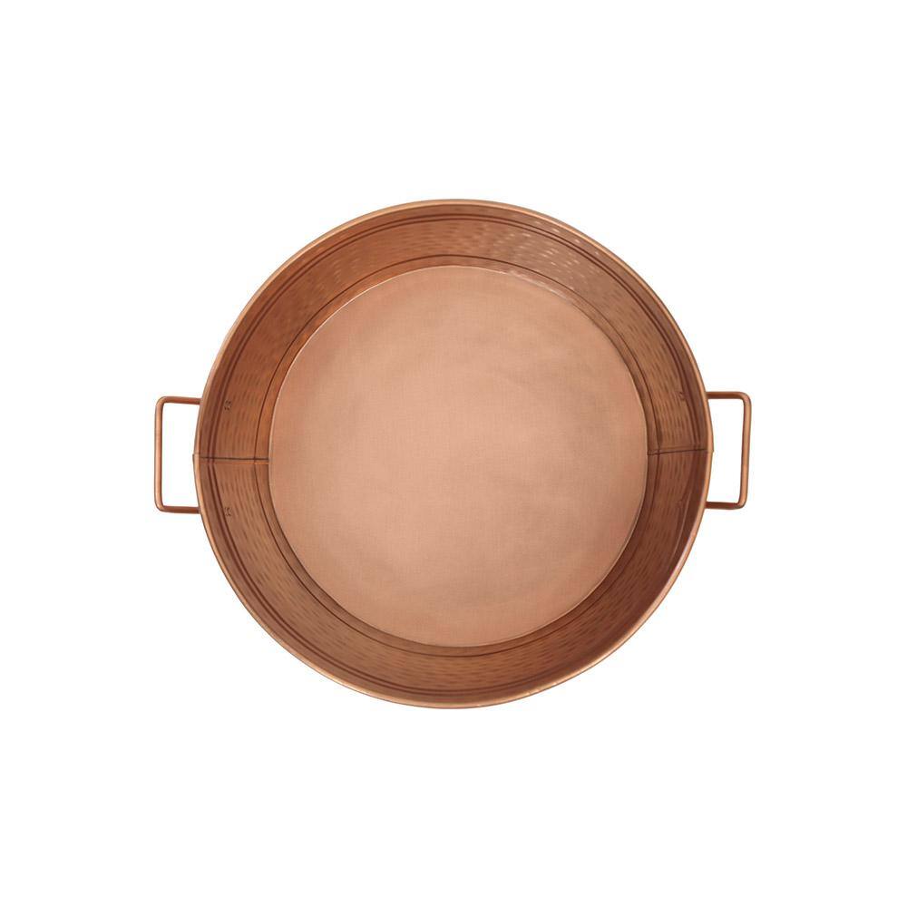 Achla Designs 16.25 in. Dia Copper Plated Round Hammered Tub with 2-Side Handles