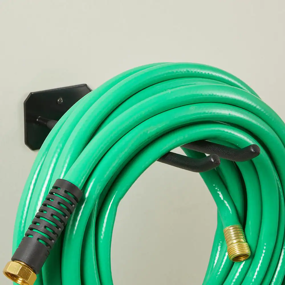 Husky 50 lbs. Heavy-Duty Wall-Mounted Black Steel Double Straight Hook Tool Rack with Mounting Hardware