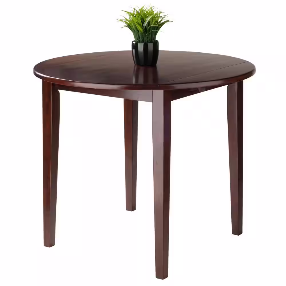 WINSOME WOOD Clayton 36 in. Walnut Round Drop Leaf Table