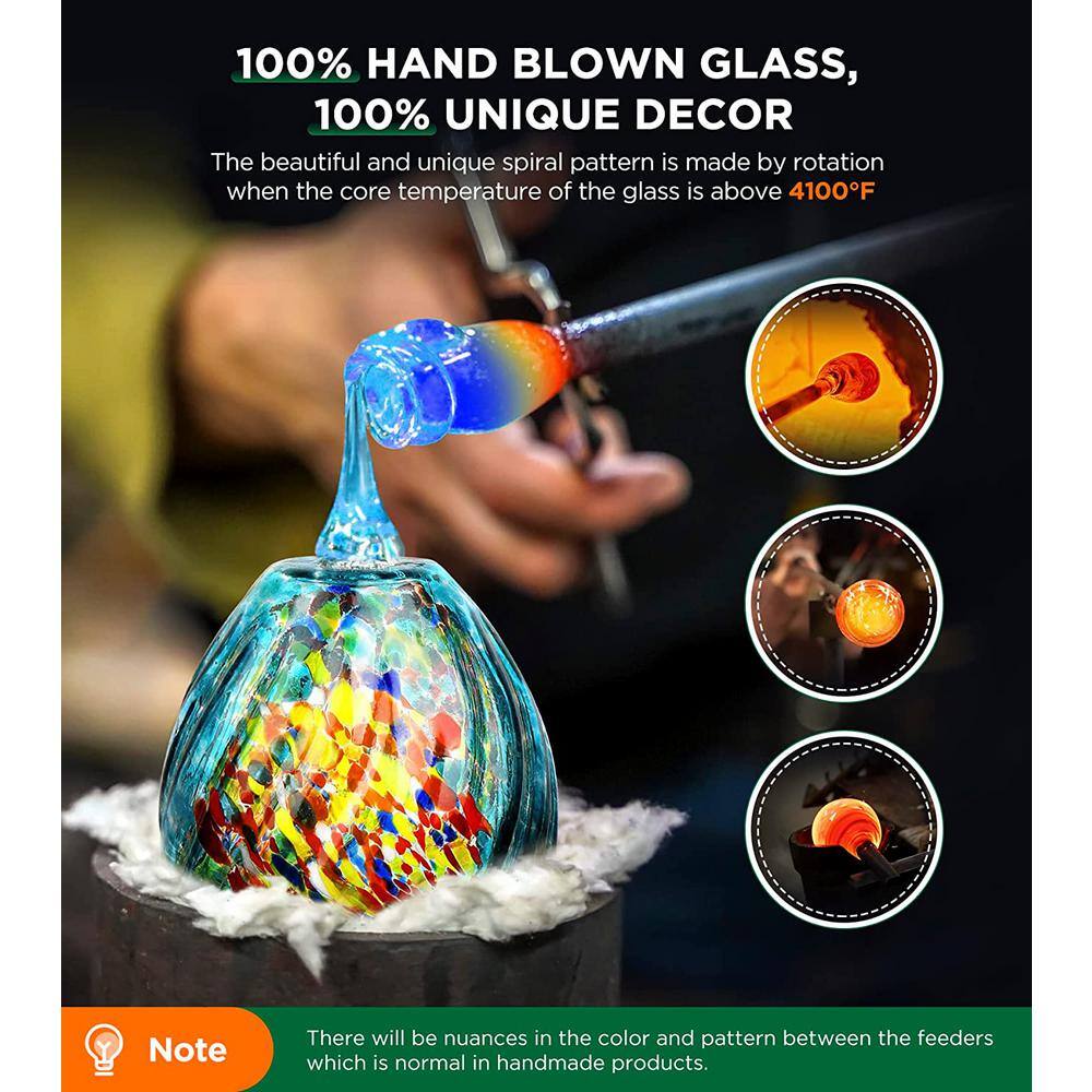 None 30 oz. Leakproof Humming Bird Feeder, Hand Blown Glass Hummingbird Feeder With Rustproof Base and Ant Moat